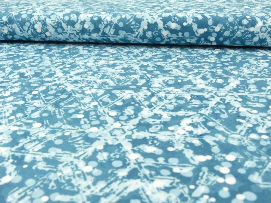 Preview: Patchworkstoff Clothworks Snowville Schneesterne auf petrol Detailansicht